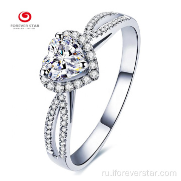 14k золота 1ct Heart Classic Halo Moissanite Ring